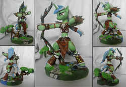 Size: 4300x2976 | Tagged: safe, artist:retardeddogproductns, lyra heartstrings, pony, g4, archery, arrow, bipedal, bow (weapon), bow and arrow, sculpture, weapon