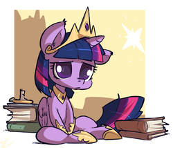 Size: 1200x1027 | Tagged: safe, artist:atryl, twilight sparkle, alicorn, pony, g4, book, candle, cute, female, mare, pouting, sad, sadorable, solo, twilight sparkle (alicorn)