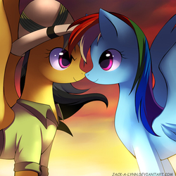 Size: 2222x2222 | Tagged: safe, artist:jacky-bunny, daring do, rainbow dash, g4, female, lesbian, ship:daringdash, shipping