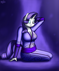 Size: 2500x3000 | Tagged: safe, artist:devs-iratvs, rarity, anthro, g4, breasts, busty rarity, cleavage, clothes, female, kimono (clothing), solo