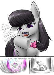 Size: 761x1050 | Tagged: safe, artist:alloyrabbit, dj pon-3, octavia melody, vinyl scratch, earth pony, pony, g4, belly wubs, comic, eaten alive, female, fetish, mare, micro, predtavia, vore, wub