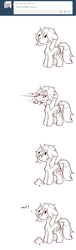 Size: 1280x4213 | Tagged: safe, artist:imspainter, oc, oc only, oc:paint pints, pony, unicorn, ask paint pints, :|, ask, clueless, comic, cute, eyes closed, floppy ears, grayscale, monochrome, sketch, smiling, snow, snowball, solo, tail wrap, tumblr, wat