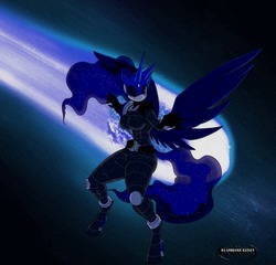 Size: 1280x1229 | Tagged: safe, artist:da-goddamn-batguy, princess luna, alicorn, anthro, unguligrade anthro, g4, crossover, female, kamen rider, kamen rider meteor, solo