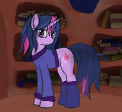 Size: 978x895 | Tagged: safe, artist:breezethepony, twilight sparkle, g4, alternate hairstyle, clothes, female, socks, solo