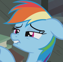 Size: 924x916 | Tagged: safe, screencap, rainbow dash, daring don't, g4, dat ass, female, lip bite, meme, out of context, reaction image, solo