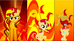 Size: 1920x1080 | Tagged: safe, artist:mr-kennedy92, sunset shimmer, pony, unicorn, g4, baby, baby pony, babyset shimmer, cutie mark, diaper, filly, filly sunset shimmer, foal, vector, wallpaper