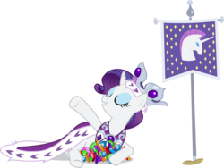 Size: 6280x4710 | Tagged: safe, artist:90sigma, princess platinum, rarity, pony, unicorn, g4, hearth's warming eve (episode), .svg available, absurd resolution, banner, cape, clothes, crown, eyes closed, female, flag, gem, hanging banner, hearth's warming eve, jewelry, mare, regalia, simple background, solo, transparent background, unicornia, vector