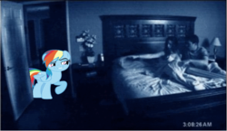 Size: 586x341 | Tagged: safe, rainbow dash, daring don't, g4, season 4, meme, paranormal activity, smugdash