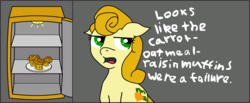 Size: 1520x629 | Tagged: safe, artist:roflpony, carrot top, golden harvest, pony, g4, female, i emptied your fridge, muffin, solo