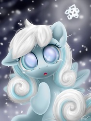Size: 3750x5000 | Tagged: safe, artist:symbianl, oc, oc only, oc:snowdrop, pony, absurd resolution, crying, looking at you, snow, snowfall, solo