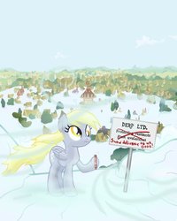Size: 800x1000 | Tagged: safe, artist:mozgan, derpy hooves, pegasus, pony, g4, crayon, female, mare, scrunchy face, snow, solo