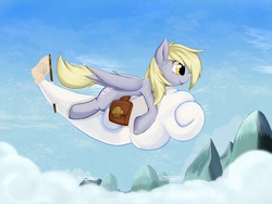 Size: 1280x960 | Tagged: safe, artist:zokkili, derpy hooves, pegasus, pony, g4, cloud, cloudy, female, mare, solo
