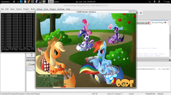 Size: 1365x767 | Tagged: safe, applejack, pinkie pie, rainbow dash, rarity, twilight sparkle, earth pony, pegasus, pony, g4, game, gnome (desktop), linux, ponykart