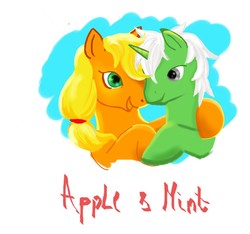 Size: 1024x960 | Tagged: safe, artist:unade, applejack, oc, g4, canon x oc, fanfic art, shipping