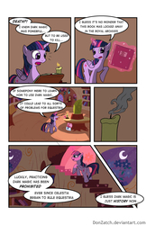 Size: 792x1224 | Tagged: safe, artist:donzatch, twilight sparkle, alicorn, pony, comic:tale of twilight, g4, book, candle, comic, female, mare, moon, twilight sparkle (alicorn)