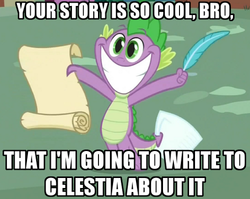 Size: 500x398 | Tagged: safe, spike, g4, cool story bro, image macro, male, meme, reaction image, solo