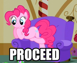 Size: 608x501 | Tagged: safe, pinkie pie, g4, female, image macro, proceed, solo