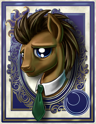 Size: 700x900 | Tagged: safe, artist:harwick, doctor whooves, time turner, harwick's sun/moon portraits, g4, male, portrait, solo