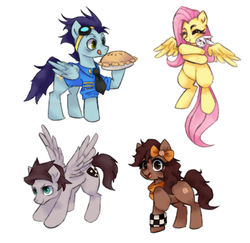 Size: 1024x995 | Tagged: safe, artist:1-084, angel bunny, fluttershy, soarin', oc, g4, pie