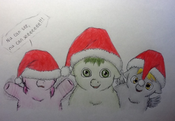 Size: 825x569 | Tagged: safe, artist:waggytail, fluffy pony, christmas, fluffyderpy, hat, santa hat