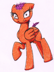 Size: 492x662 | Tagged: safe, artist:inlucidreverie, scootaloo, fanfic:end of ponies, g4, alternate hairstyle, female, shaved, solo, traditional art