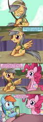 Size: 600x1710 | Tagged: safe, artist:solar-slash, daring do, pinkie pie, rainbow dash, earth pony, pegasus, pony, g4, book, comic, injured wing, wings