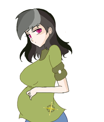 Size: 1400x1640 | Tagged: safe, artist:applecider1412, daring do, human, g4, female, humanized, light skin, pregnant, solo