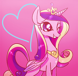 Size: 561x545 | Tagged: safe, artist:nmnkgskds, princess cadance, alicorn, pony, g4, female, mare, one eye closed, pixiv, solo, wink