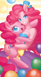 Size: 500x942 | Tagged: safe, artist:qpqp, pinkie pie, human, equestria girls, g4, breasts, busty pinkie pie, female, human facial structure, human ponidox, pixiv, ponied up, pony coloring, solo