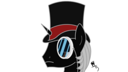 Size: 1280x720 | Tagged: safe, artist:a-distinctive-lack-of-creativity, oc, oc only, ask, hat, monocle, solo, top hat, tumblr