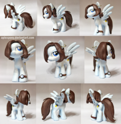 Size: 1770x1820 | Tagged: safe, artist:aplexpony, oc, oc only, oc:bee chalke, pegasus, pony, blushing, clay, earring, female, figurine, mare, sculpture, solo, watch