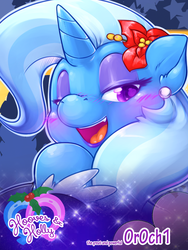 Size: 600x800 | Tagged: safe, artist:0r0ch1, trixie, anthro, hooves & holly, g4, advertisement, blushing, female, solo