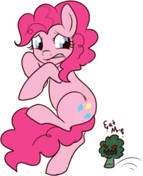 Size: 358x438 | Tagged: safe, artist:lulubell, pinkie pie, g4, broccoli, female, simple background, solo, transparent background