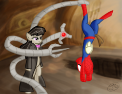 Size: 1000x773 | Tagged: safe, artist:the-kinetic, featherweight, octavia melody, g4, crossover, doctor octavia, doctor octopus, male, marvel, spider-man, spidercolt