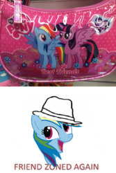 Size: 500x750 | Tagged: safe, rainbow dash, twilight sparkle, alicorn, pony, g4, fedora shaming, female, friendzone, hat, mare, op is a duck, trilby, twilight sparkle (alicorn)