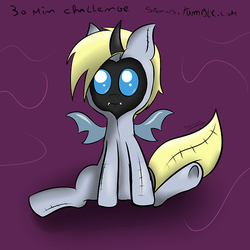 Size: 500x500 | Tagged: safe, artist:spenws, derpy hooves, changeling, pegasus, pony, g4, 30 minute art challenge, clothes, female, footed sleeper, mare, pajamas, solo