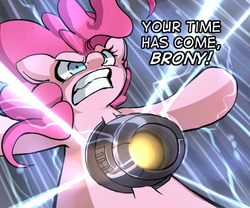 Size: 600x500 | Tagged: safe, artist:uc77, pinkie pie, ask hotblooded pinkie, g4, arc reactor, badass, beam, female, iron man, repulsor, solo, unibeam