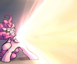 Size: 600x500 | Tagged: safe, artist:uc77, pinkie pie, ask hotblooded pinkie, g4, arc reactor, female, iron man, repulsor, solo, unibeam