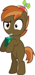 Size: 3000x6332 | Tagged: safe, artist:theshadowstone, button mash, earth pony, pony, button's adventures, g4, bipedal, blank flank, colt, confused, foal, hat, hooves, juice box, male, propeller hat, simple background, solo, transparent background, vector