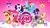 Size: 1136x640 | Tagged: safe, gameloft, applejack, chancellor puddinghead, clover the clever, commander hurricane, fluttershy, pinkie pie, princess platinum, private pansy, rainbow dash, rarity, smart cookie, spike, twilight sparkle, g4, official, elements of harmony, loading screen, mane seven, mane six, my little pony logo, snow, snowflake, video game