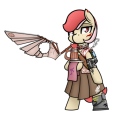 Size: 1280x1155 | Tagged: safe, artist:ppdraw, oc, oc only, artificial wings, augmented, mechanical wing, solo, steampunk, wings