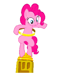 Size: 673x810 | Tagged: safe, pinkie pie, daring don't, g4, animated, female, hula, keep away, loop-de-hoop, pillar of burnination, ring, rings of scorchero, simple background, solo, transparent background