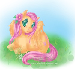 Size: 1329x1214 | Tagged: safe, artist:sakebi-hoshi, fluttershy, g4, female, flower, solo