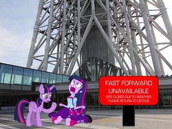 Size: 600x450 | Tagged: safe, artist:j4lambert, twilight sparkle, equestria girls, g4, fast forward, japan, race, self ponidox, the amazing race, tokyo, tokyo skytree, twilight sparkle (alicorn), twolight