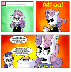 Size: 1256x1278 | Tagged: safe, artist:pembroke, rarity, sweetie belle, ask meanie belle, g4, comic, meanie belle, tumblr
