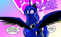 Size: 688x414 | Tagged: safe, artist:andypriceart, edit, idw, princess luna, g4, caffeine, coffee, eyestrain warning, female, homestar runner, luna found the coffee, open mouth, smiling, solo, spread wings, strong sad, tongue out, wide eyes