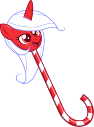 Size: 1144x1543 | Tagged: safe, artist:cw, oc, oc only, oc:peppermint snowflake, candy cane, cane, not a scepter, solo, twilight scepter