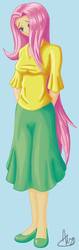 Size: 305x960 | Tagged: safe, artist:elmago02, fluttershy, human, g4, female, humanized, light skin, solo