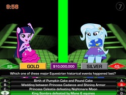 Size: 720x540 | Tagged: safe, artist:j4lambert, trixie, twilight sparkle, equestria girls, g4, game show, gold medal