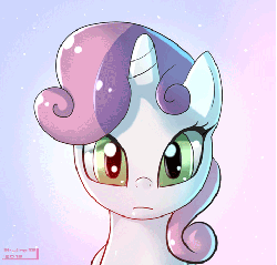 Size: 482x462 | Tagged: source needed, safe, artist:ianpo, artist:skyart301, sweetie belle, pony, unicorn, g4, animated, cute, diabetes, diasweetes, emofuri, eye shimmer, female, filly, happy, heart, looking at you, open mouth, smiling, solo